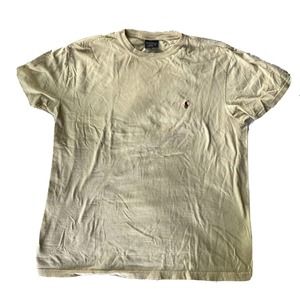 Vintage 90s Polo Ralph Lauren Mens Small Single Stitch TShirt Beige Cream Preppy